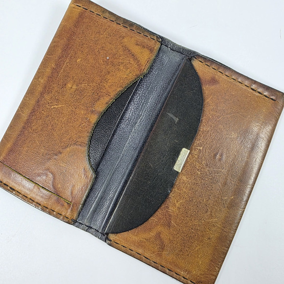 Tooled Embossed Leather Wallet Bi-Fold Checkbook Long Vintage Heritage - Picture 4 of 13
